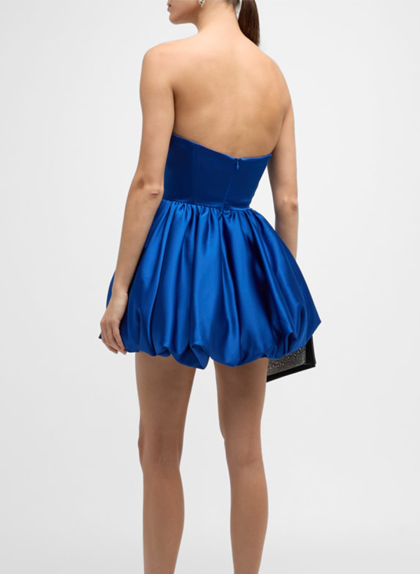 A-Line Strapless Sleeveless Short/Mini Satin Homecoming Dresses