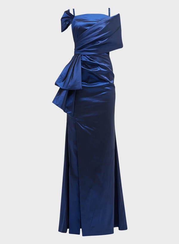 Sheath/Column Illusion Neck Satin Mother Of The Bride Dresses With Ruffle