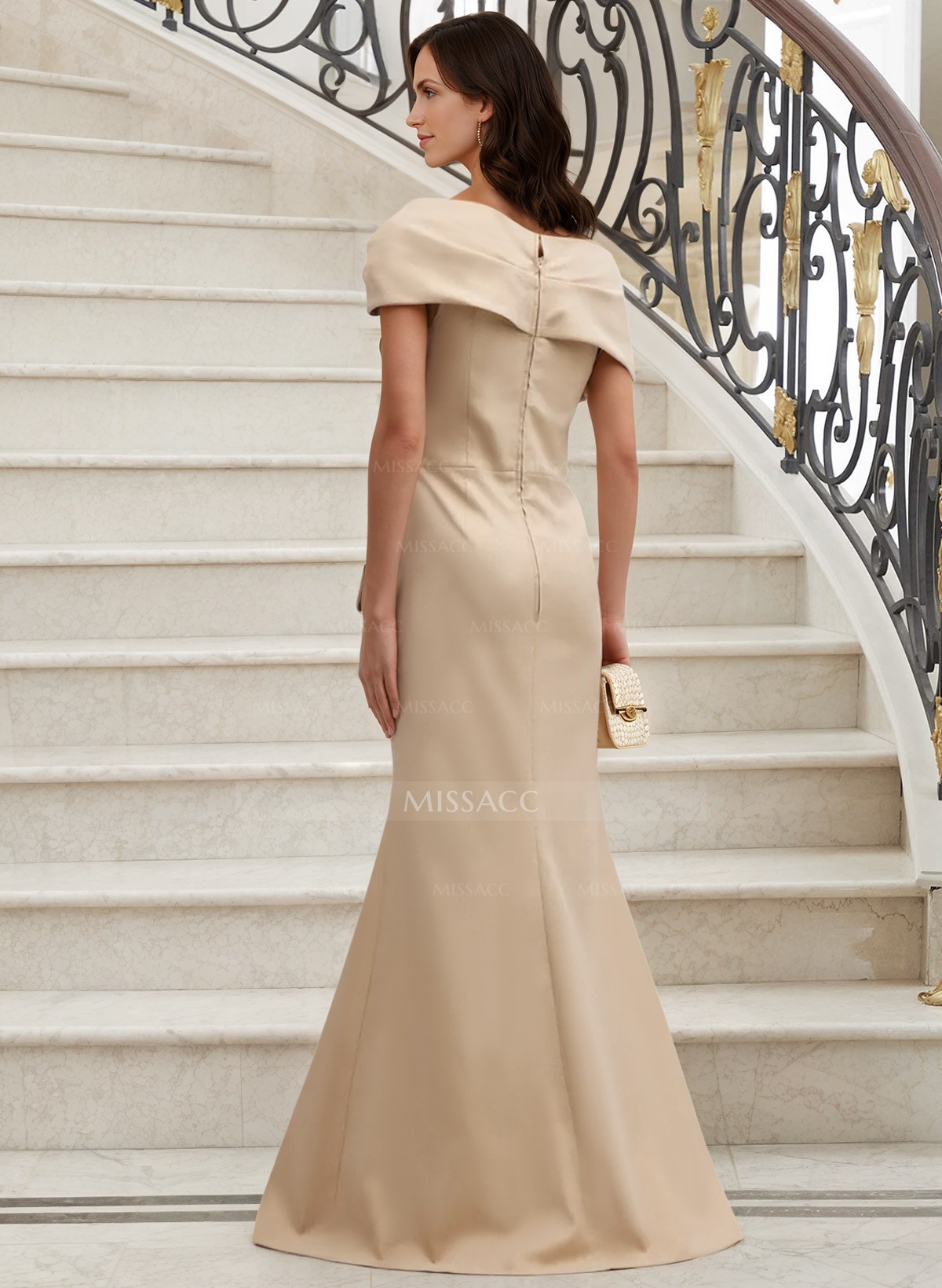 Classy Wrap Off Shoulder Mother Of The Bride Dresses With Ruffled Waist