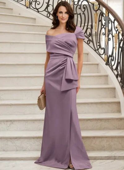 Missacc Blush Mother Of The Bride Dresses Classy Wrap Off Shoulder Mother Of The Bride Dresses With Ruffled Waist