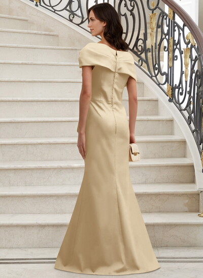 Classy Wrap Off Shoulder Mother Of The Bride Dresses With Ruffled Waist
