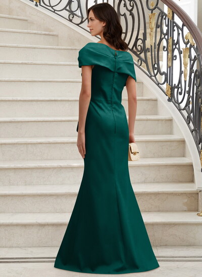 Classy Wrap Off Shoulder Mother Of The Bride Dresses With Ruffled Waist