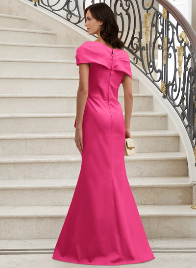 Classy Wrap Off Shoulder Mother Of The Bride Dresses With Ruffled Waist