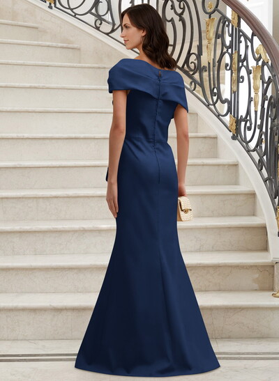 Classy Wrap Off Shoulder Mother Of The Bride Dresses With Ruffled Waist