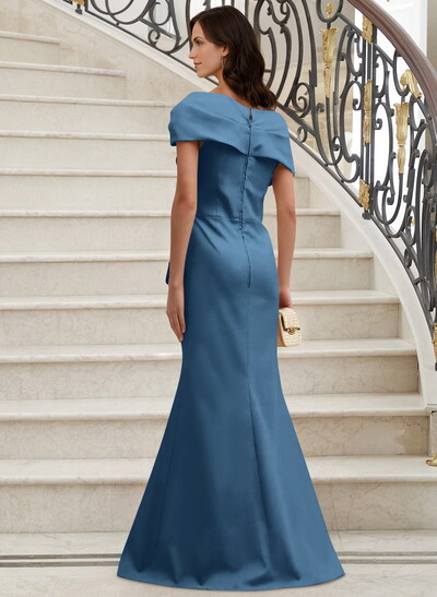 Classy Wrap Off Shoulder Mother Of The Bride Dresses With Ruffled Waist