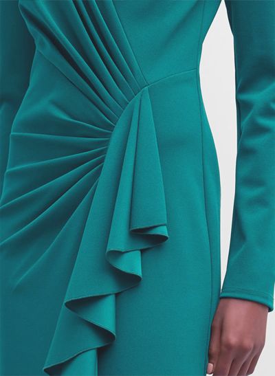 V-Neck Long Sleeves Ruffles Mother Of The Bride Dresses With Split Front
