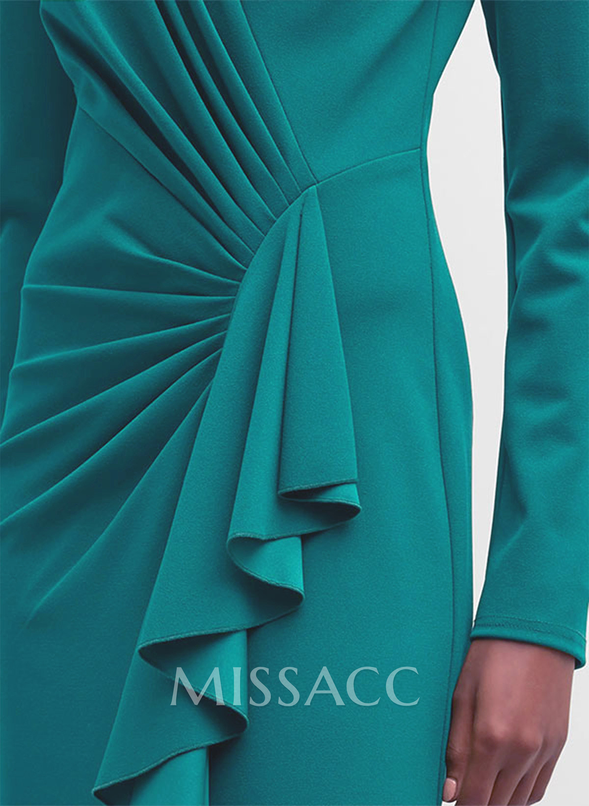 V-Neck Long Sleeves Ruffles Mother Of The Bride Dresses With Split Front