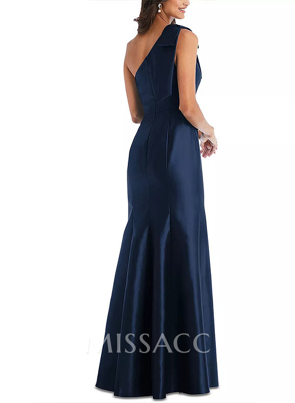A-Line One-Shoulder Sleeveless Mother Of The Bride Dresses With Bow(s) A-Line One-Shoulder Sleeveless Mother Of The Bride Dresses With Bow(s)