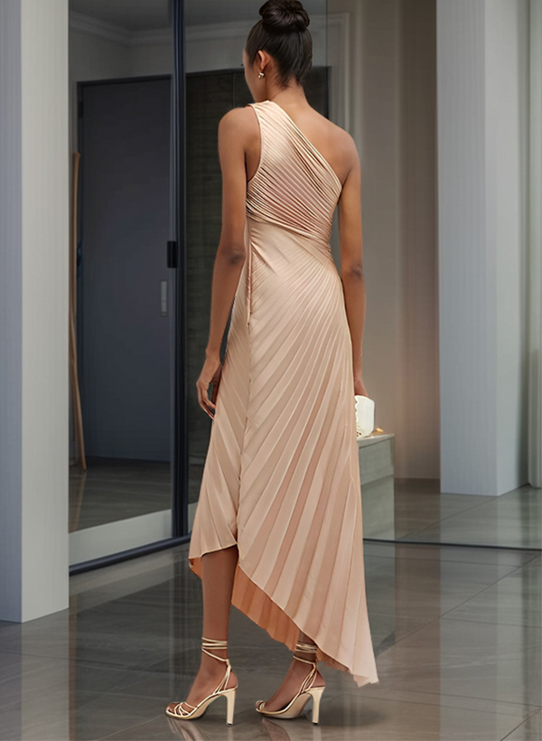 One-Shoulder Sleeveless Asymmetrical Mother Of The Bride Dresses With Pleated