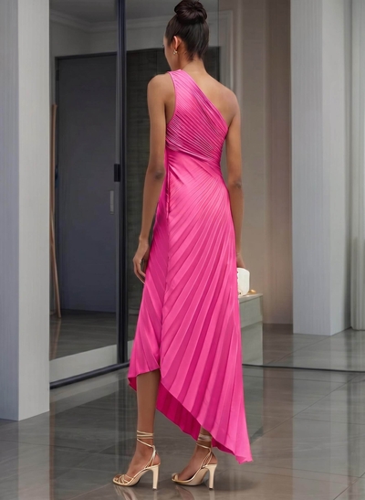 One-Shoulder Sleeveless Asymmetrical Mother Of The Bride Dresses With Pleated