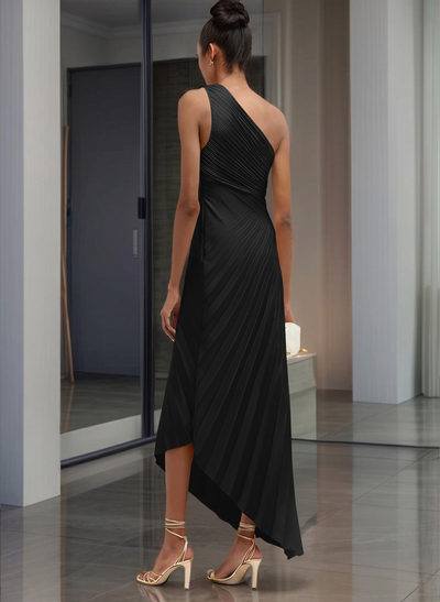 One-Shoulder Sleeveless Asymmetrical Mother Of The Bride Dresses With Pleated
