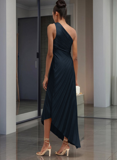 One-Shoulder Sleeveless Asymmetrical Mother Of The Bride Dresses With Pleated
