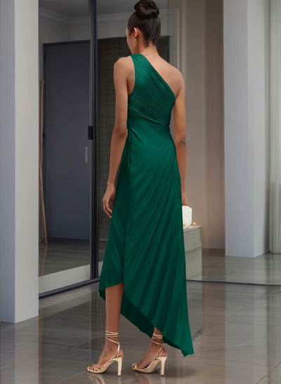 One-Shoulder Sleeveless Asymmetrical Mother Of The Bride Dresses With Pleated