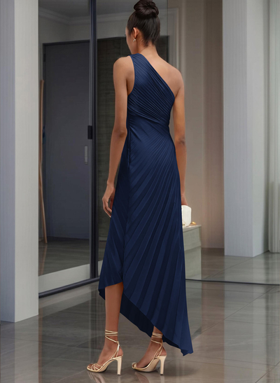 One-Shoulder Sleeveless Asymmetrical Mother Of The Bride Dresses With Pleated