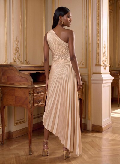 One-Shoulder Sleeveless Asymmetrical Mother Of The Bride Dresses With Pleated