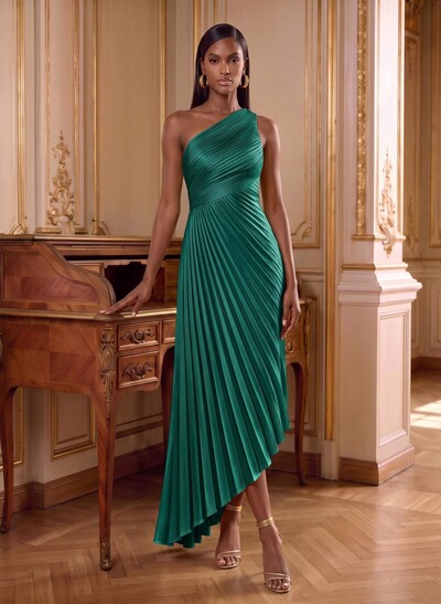 One-Shoulder Sleeveless Asymmetrical Mother Of The Bride Dresses With Pleated