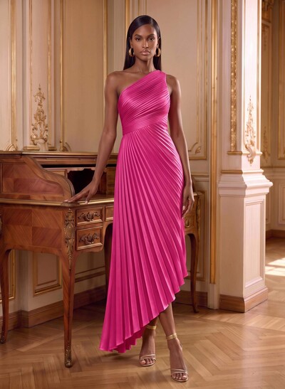One-Shoulder Sleeveless Asymmetrical Mother Of The Bride Dresses With Pleated