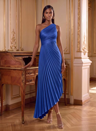 One-Shoulder Sleeveless Asymmetrical Mother Of The Bride Dresses With Pleated