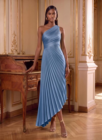 One-Shoulder Sleeveless Asymmetrical Pleated Mother of the Bride Dresses