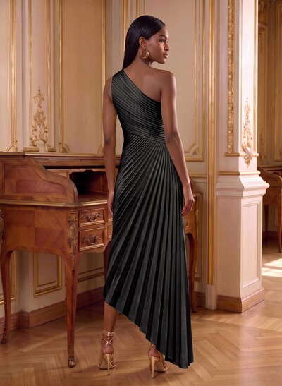 One-Shoulder Sleeveless Asymmetrical Pleated Mother of the Bride Dresses