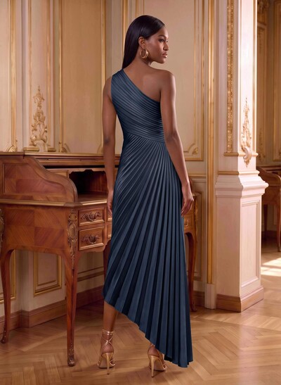 One-Shoulder Sleeveless Asymmetrical Mother Of The Bride Dresses With Pleated