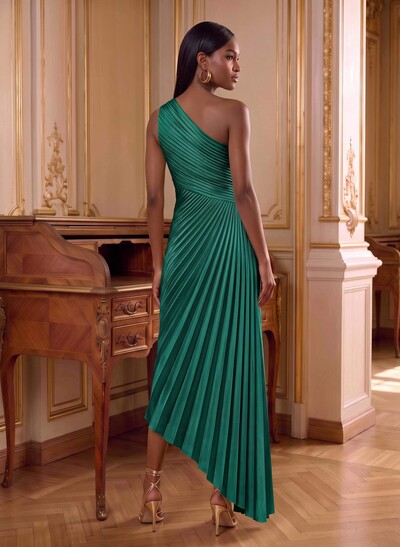 One-Shoulder Sleeveless Asymmetrical Mother Of The Bride Dresses With Pleated
