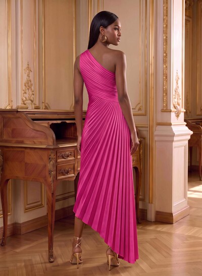 One-Shoulder Sleeveless Asymmetrical Mother Of The Bride Dresses With Pleated