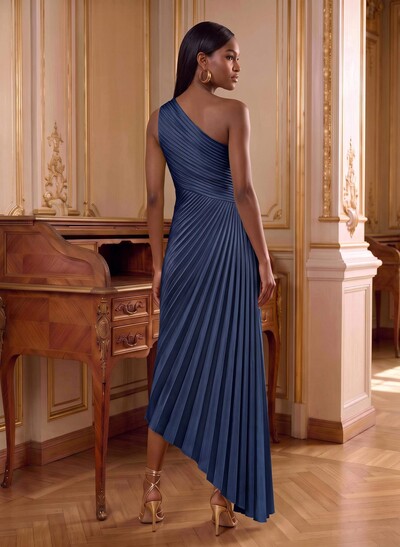 One-Shoulder Sleeveless Asymmetrical Mother Of The Bride Dresses With Pleated