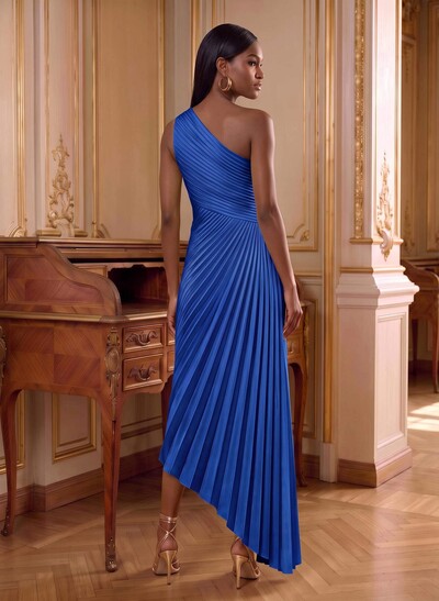 One-Shoulder Sleeveless Asymmetrical Mother Of The Bride Dresses With Pleated