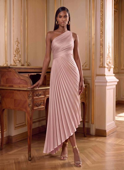 One-Shoulder Sleeveless Asymmetrical Pleated Mother of the Bride Dresses