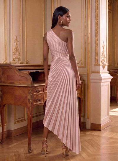One-Shoulder Sleeveless Asymmetrical Pleated Mother of the Bride Dresses