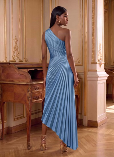 One-Shoulder Sleeveless Asymmetrical Pleated Mother of the Bride Dresses