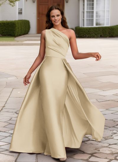 Sheath/Column One-Shoulder Sleeveless Satin Mother Of The Bride Dresses