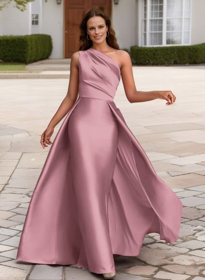 Sheath/Column One-Shoulder Sleeveless Satin Mother Of The Bride Dresses