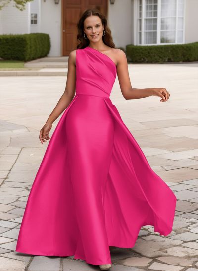 Sheath/Column One-Shoulder Sleeveless Satin Mother Of The Bride Dresses