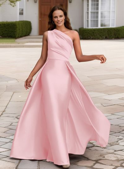Sheath/Column One-Shoulder Sleeveless Satin Mother Of The Bride Dresses