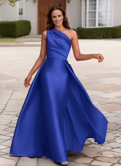 Sheath/Column One-Shoulder Sleeveless Satin Mother Of The Bride Dresses