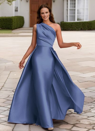 Sheath/Column One-Shoulder Sleeveless Satin Mother Of The Bride Dresses