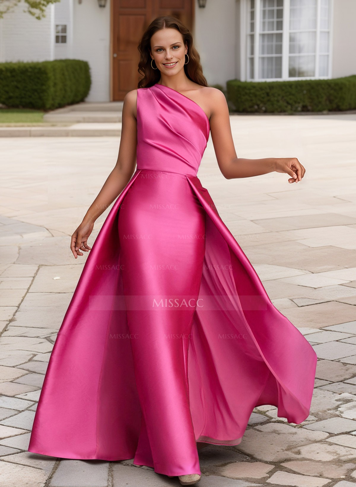 Sheath/Column One-Shoulder Sleeveless Satin Mother Of The Bride Dresses