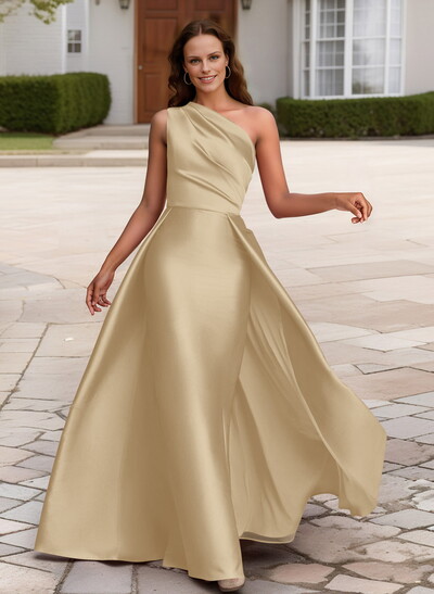 Sheath/Column One-Shoulder Sleeveless Satin Mother Of The Bride Dresses
