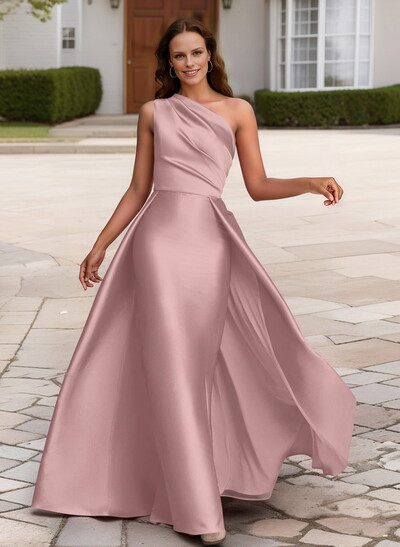 Sheath/Column One-Shoulder Sleeveless Satin Mother Of The Bride Dresses