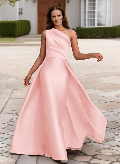Sheath/Column One-Shoulder Sleeveless Satin Mother Of The Bride Dresses