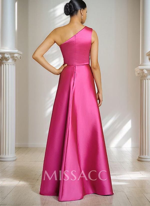Sheath/Column One-Shoulder Sleeveless Satin Mother Of The Bride Dresses