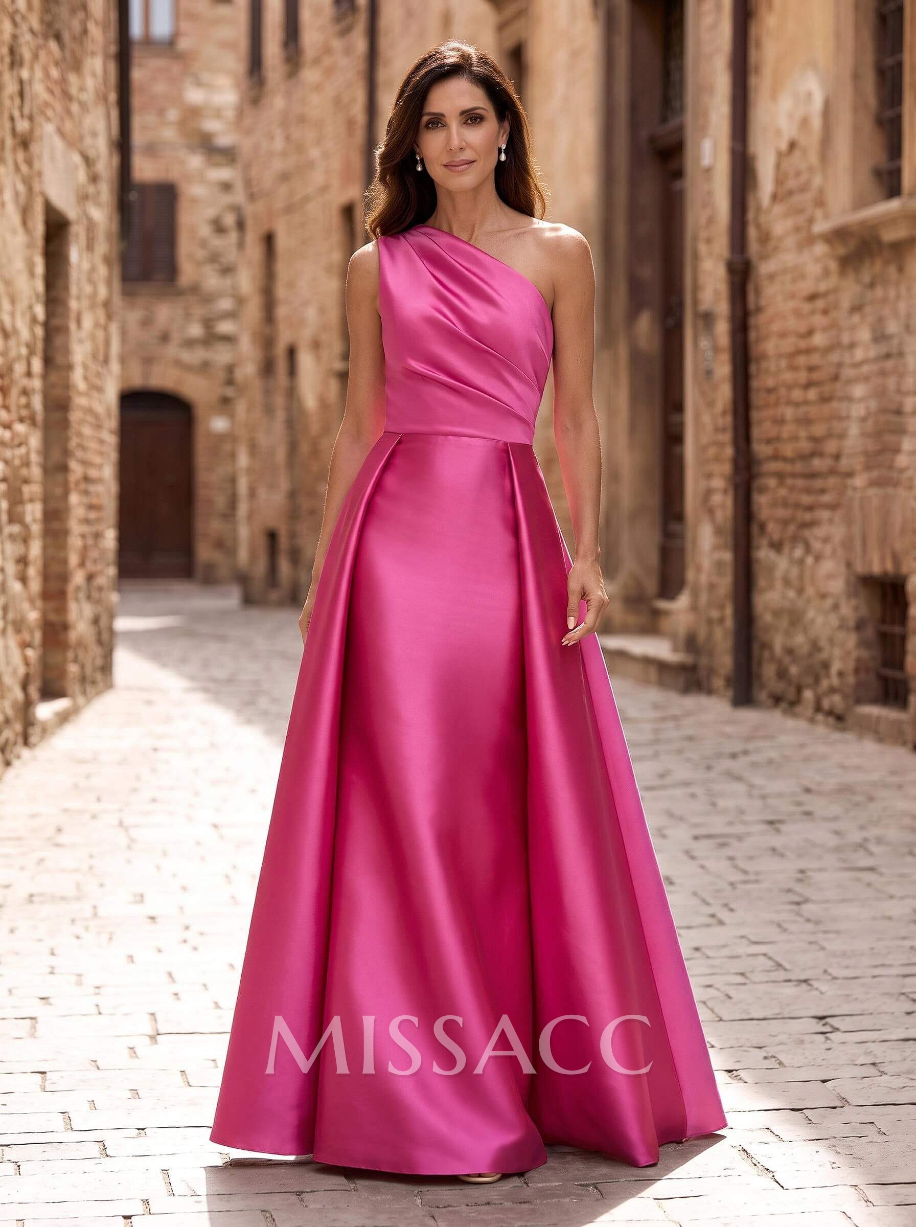 Sheath/Column One-Shoulder Sleeveless Satin Mother Of The Bride Dresses