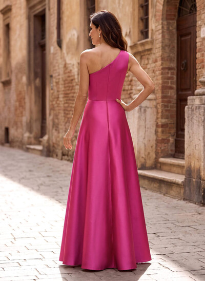 Sheath/Column One-Shoulder Sleeveless Satin Mother Of The Bride Dresses