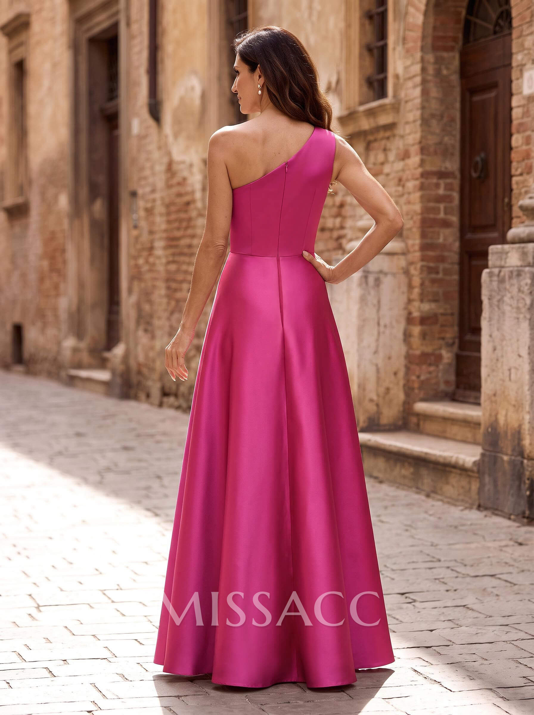 Sheath/Column One-Shoulder Sleeveless Satin Mother Of The Bride Dresses