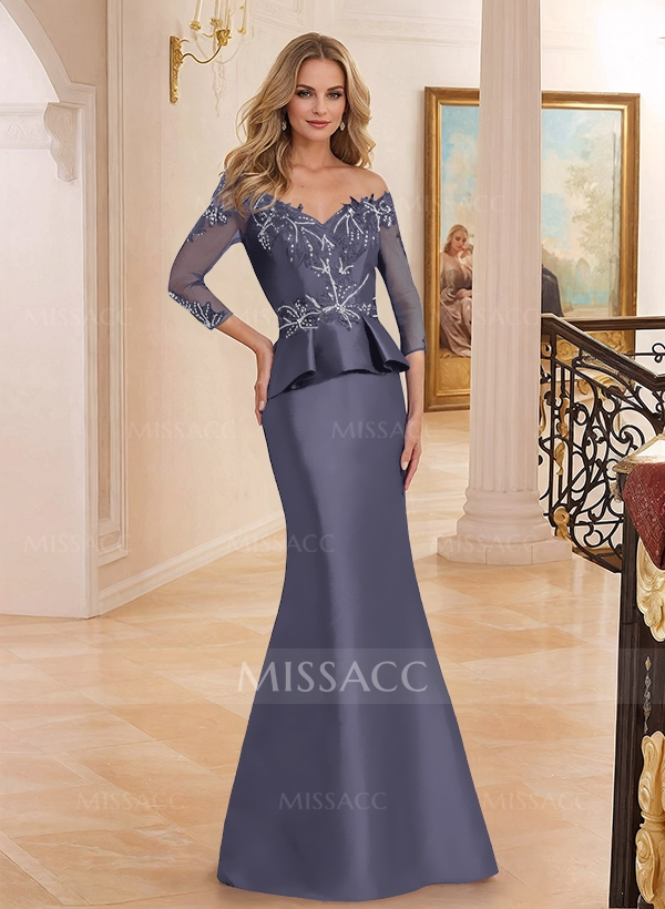 Off-The-Shoulder Satin Mother Of The Bride Dresses With