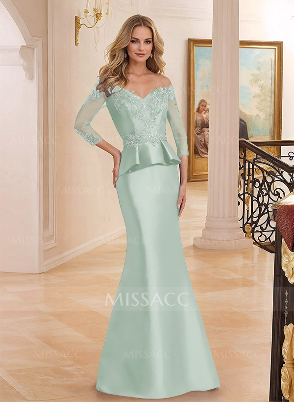 Off-The-Shoulder Satin Mother Of The Bride Dresses With