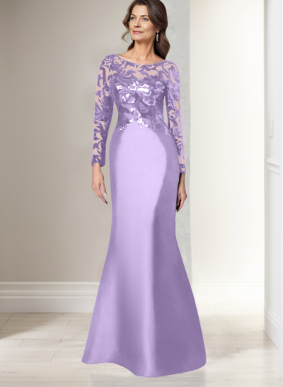 Elegant Lace Sleeves Mother Of The Bride Dresses With Beading Satin ...