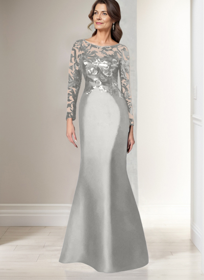 Sheath/Column Scoop Chiffon Mother of the Bride Dresses Ankle-Length Half Sleeves Sequins Ruched main image 1